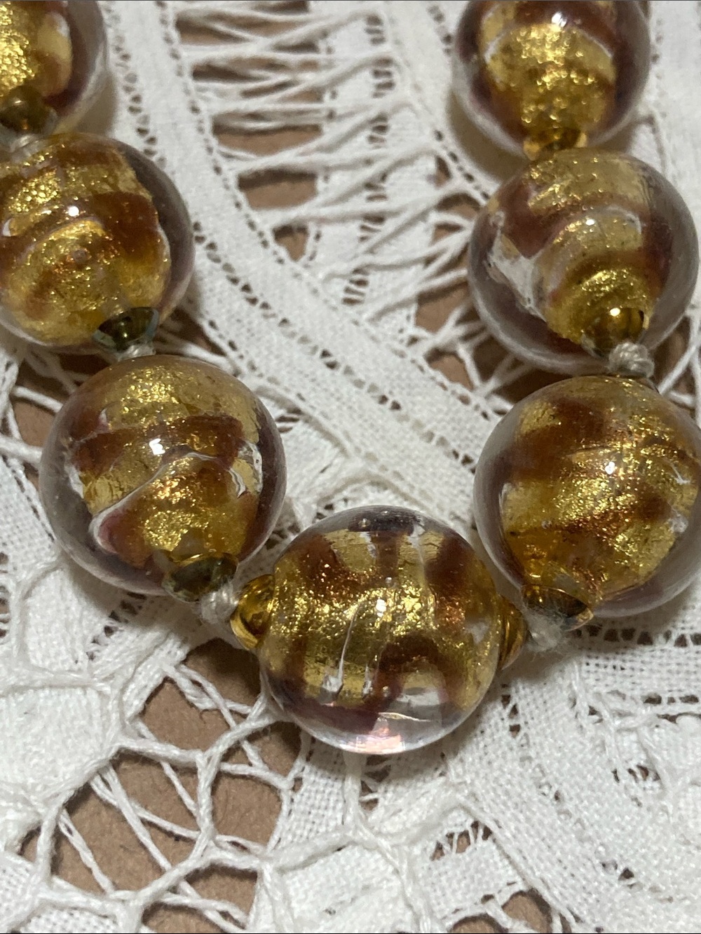 Gold Glass Bead Necklace - Picture 5 of 12